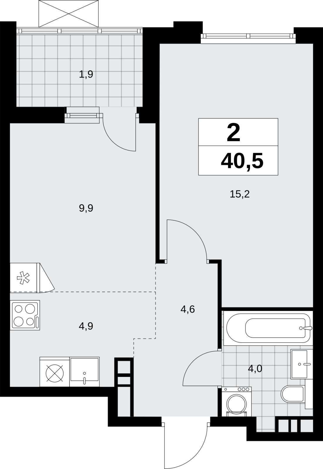 1-комнатная квартира в ЖК Скандинавия на 11 этаже в 1 секции. Сдача в 4 кв. 2026 г.