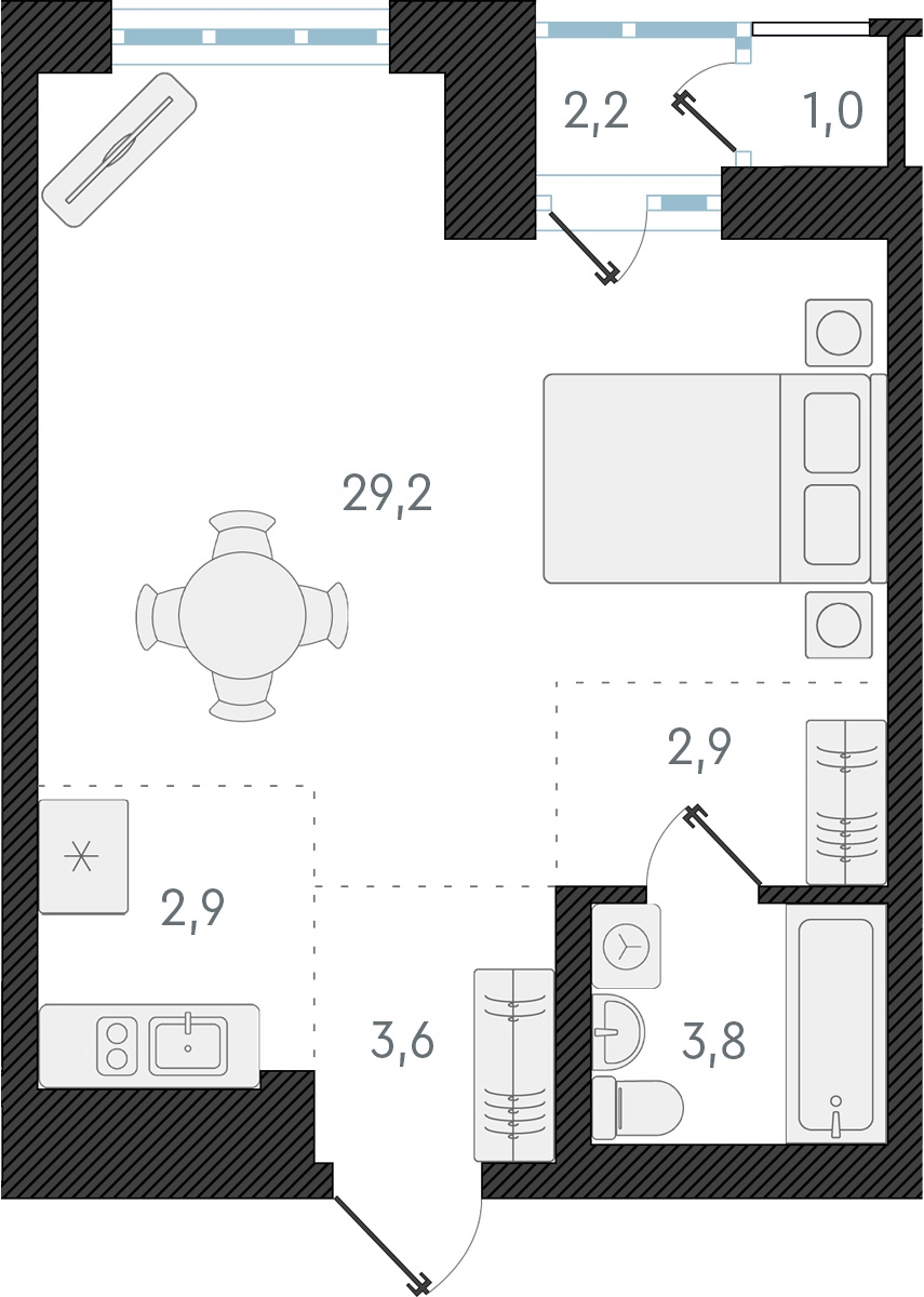 3-комнатная квартира в ЖК EVER на 3 этаже в 1 секции. Сдача в 3 кв. 2025 г.