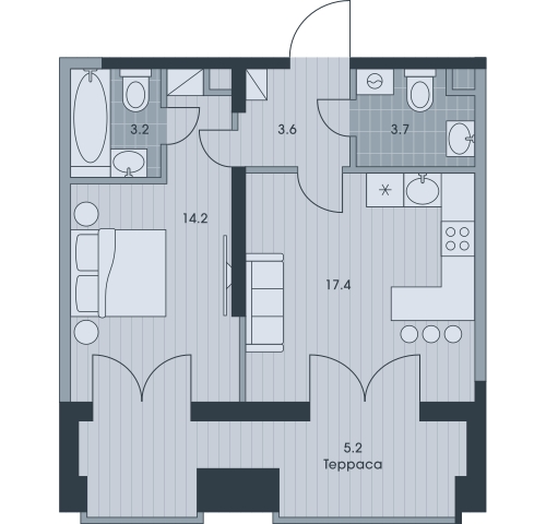 3-комнатная квартира в ЖК EVER на 17 этаже в 1 секции. Дом сдан.