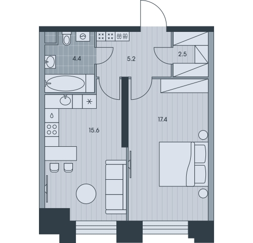 2-комнатная квартира в ЖК Green на 3 этаже в 1 секции. Дом сдан.