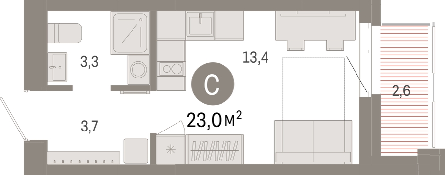 4-комнатная квартира в ЖК Twelve на 21 этаже в 1 секции. Сдача в 1 кв. 2026 г.