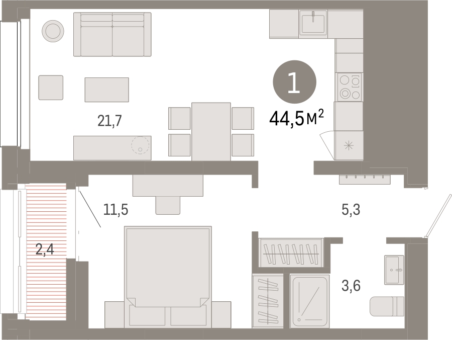 3-комнатная квартира в ЖК EVER на 4 этаже в 1 секции. Сдача в 3 кв. 2025 г.