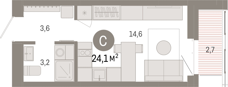 2-комнатная квартира в ЖК Twelve на 18 этаже в 1 секции. Сдача в 1 кв. 2026 г.