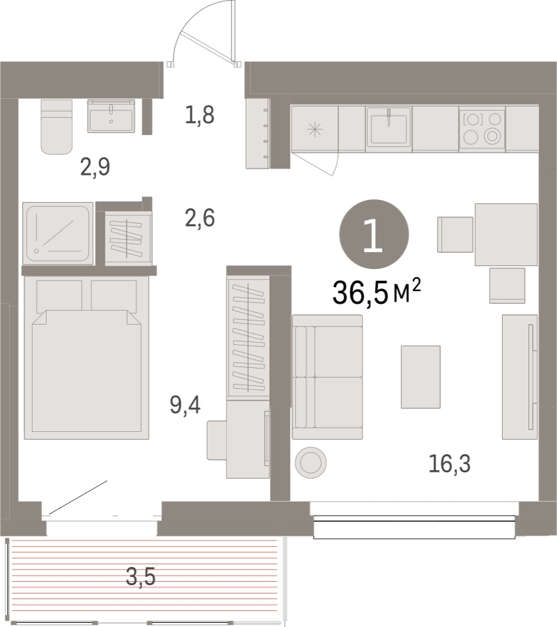 3-комнатная квартира в ЖК Twelve на 22 этаже в 1 секции. Сдача в 1 кв. 2026 г.