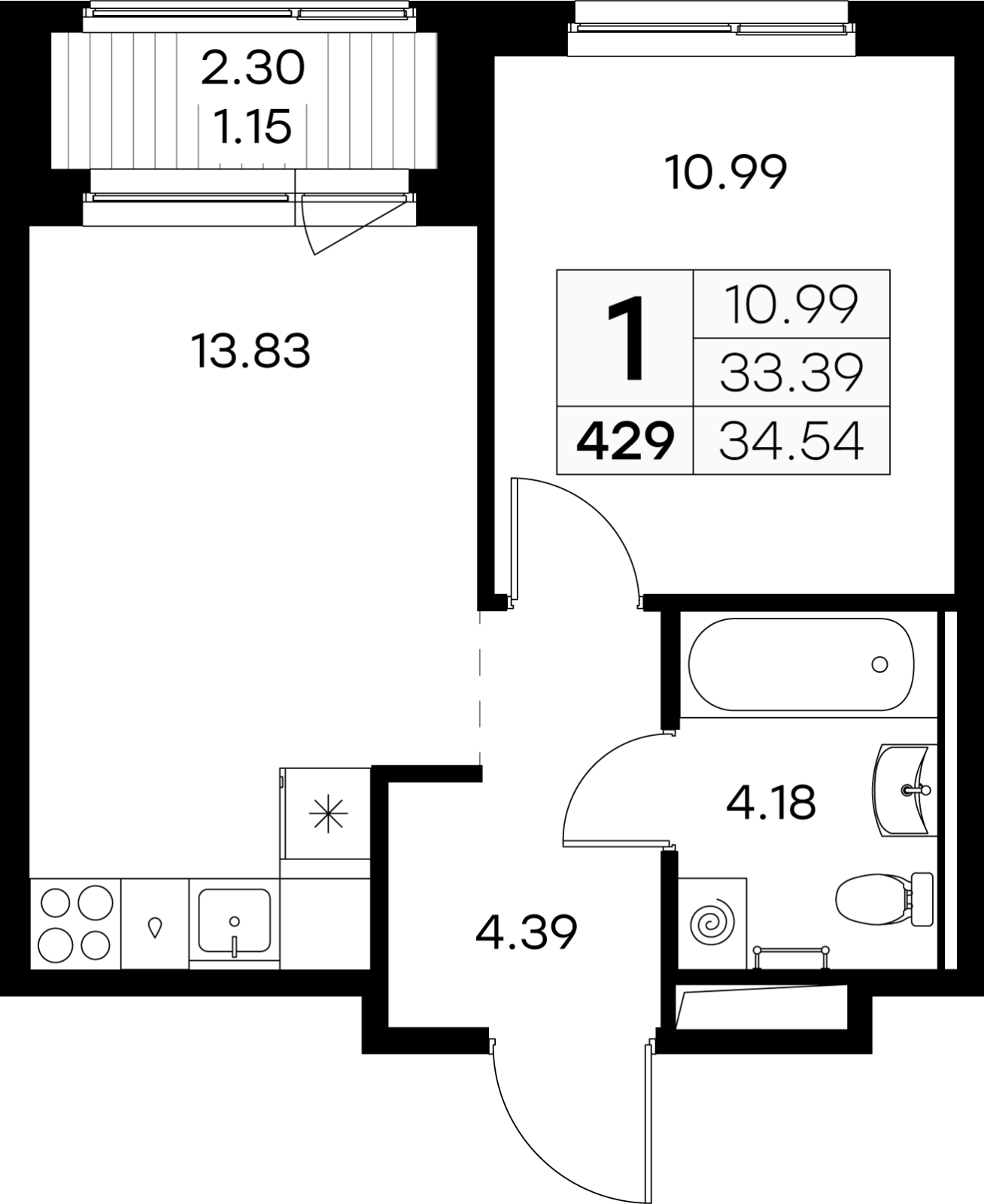 3-комнатная квартира в ЖК Twelve на 23 этаже в 1 секции. Сдача в 1 кв. 2026 г.