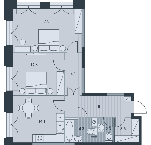 1-комнатная квартира (Студия) с отделкой в ЖК Янинский лес на 5 этаже в 3 секции. Сдача в 1 кв. 2026 г.