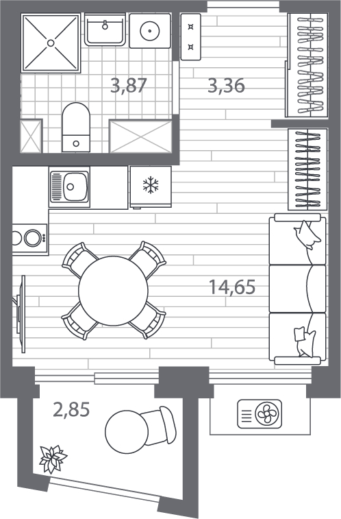 1-комнатная квартира с отделкой в ЖК Лисичанская, 22 на 4 этаже в 1 секции. Сдача в 4 кв. 2025 г.