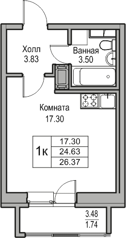 1-комнатная квартира с отделкой в ЖК Лисичанская, 22 на 7 этаже в 1 секции. Сдача в 4 кв. 2025 г.