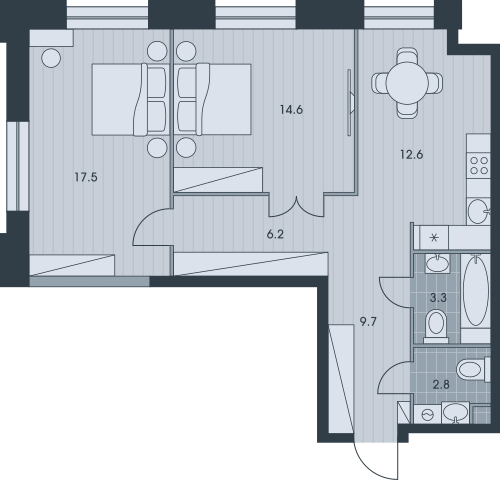 1-комнатная квартира (Студия) в ЖК Беринг на 8 этаже в 5 секции. Сдача в 4 кв. 2025 г.