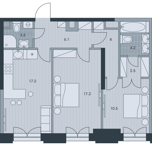 1-комнатная квартира (Студия) с отделкой в ЖК Горный квартал на 12 этаже в 1 секции. Сдача в 3 кв. 2026 г.