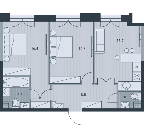 1-комнатная квартира с отделкой в ЖК Лисичанская, 22 на 10 этаже в 1 секции. Сдача в 4 кв. 2025 г.