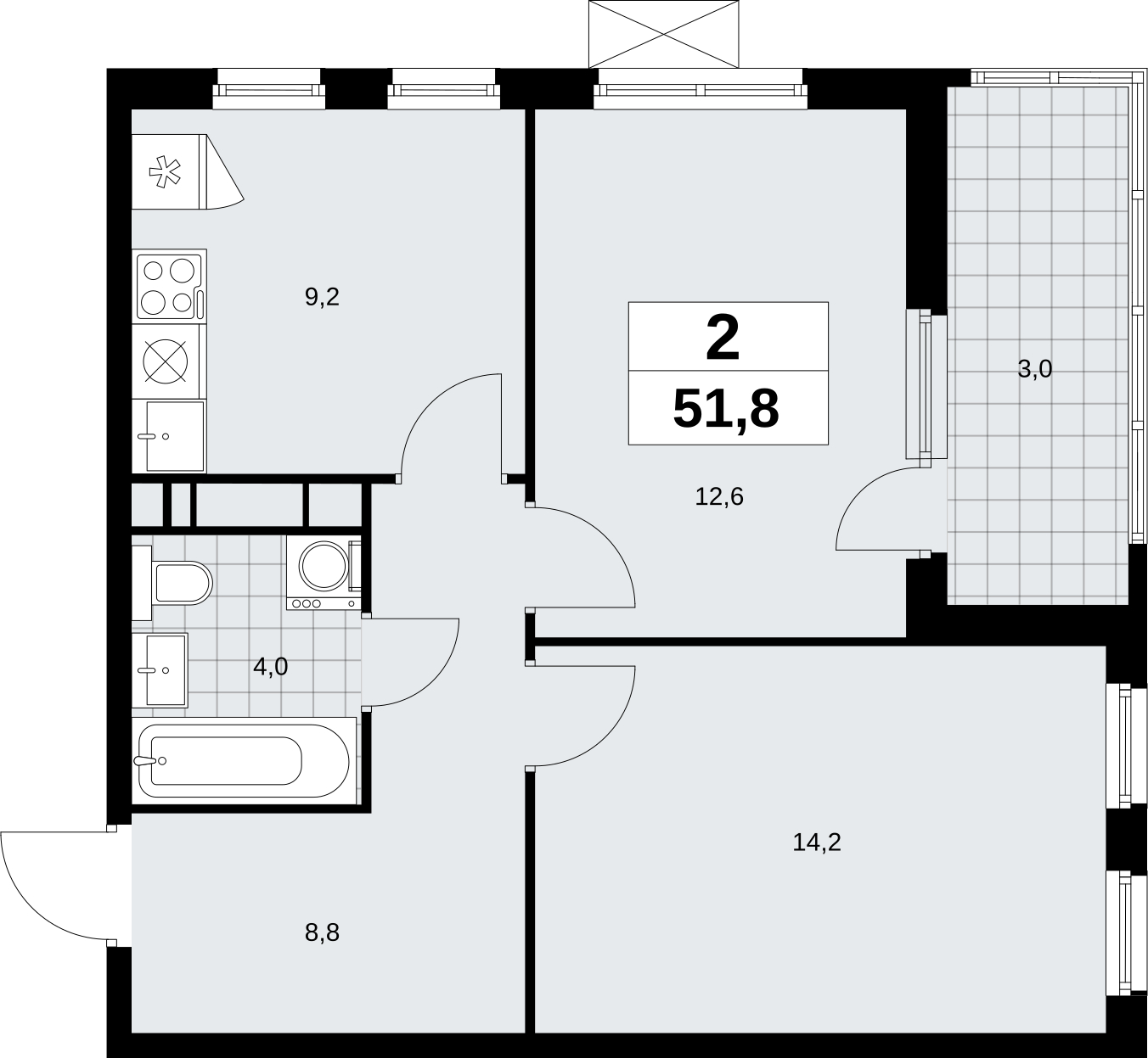 1-комнатная квартира в ЖК Скандинавия на 7 этаже в 1 секции. Сдача в 4 кв. 2026 г.