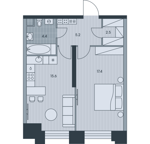 2-комнатная квартира с отделкой в ЖК Лисичанская, 22 на 5 этаже в 1 секции. Сдача в 4 кв. 2025 г.