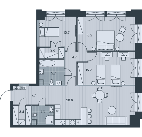 1-комнатная квартира (Студия) с отделкой в ЖК Квартал Лаголово на 6 этаже в 5 секции. Сдача в 3 кв. 2025 г.