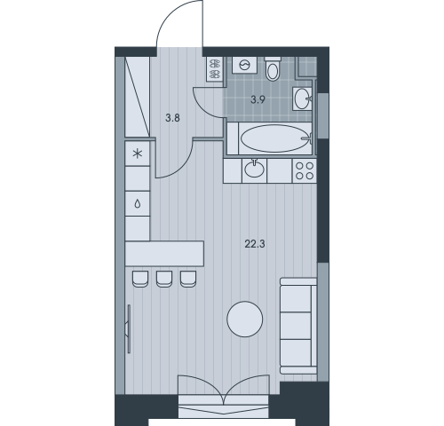 1-комнатная квартира (Студия) с отделкой в ЖК Горный квартал на 13 этаже в 1 секции. Сдача в 3 кв. 2026 г.