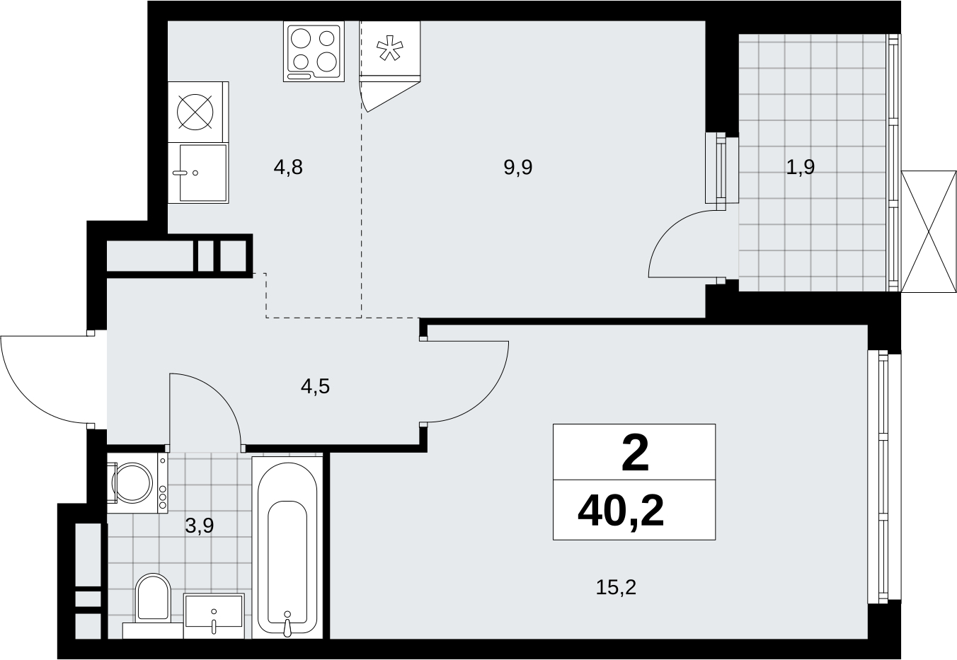 2-комнатная квартира с отделкой в ЖК Флотилия на 2 этаже в 1 секции. Дом сдан.