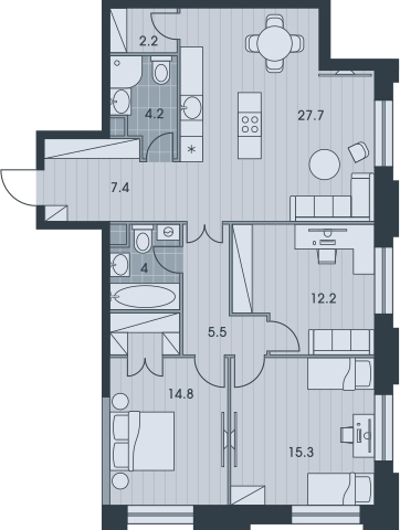 1-комнатная квартира (Студия) с отделкой в ЖК Квартал Лаголово на 2 этаже в 5 секции. Сдача в 3 кв. 2025 г.