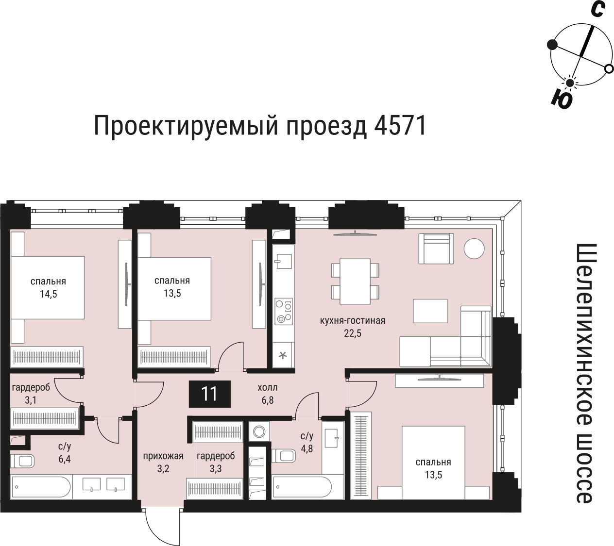 1-комнатная квартира (Студия) с отделкой в ЖК Квартал Лаголово на 9 этаже в 7 секции. Сдача в 4 кв. 2025 г.