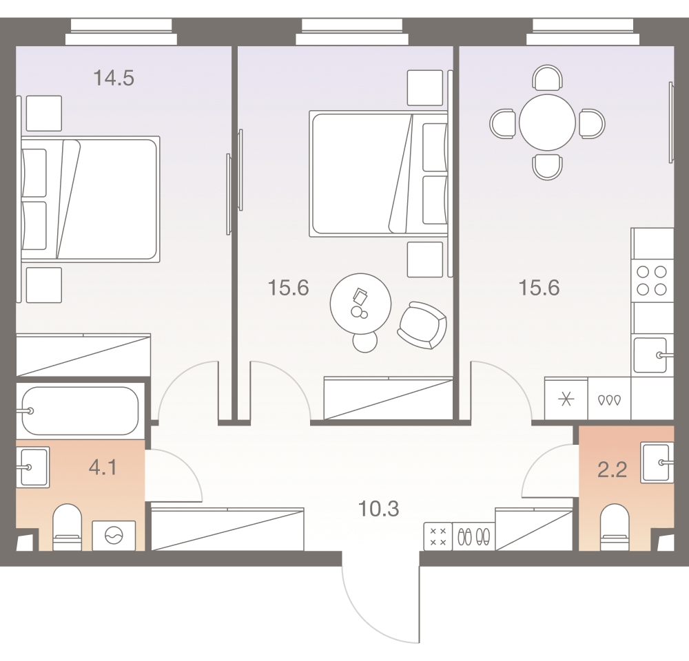 2-комнатная квартира с отделкой в ЖК Аквилон ЯНИНО на 5 этаже в 1 секции. Сдача в 4 кв. 2026 г.