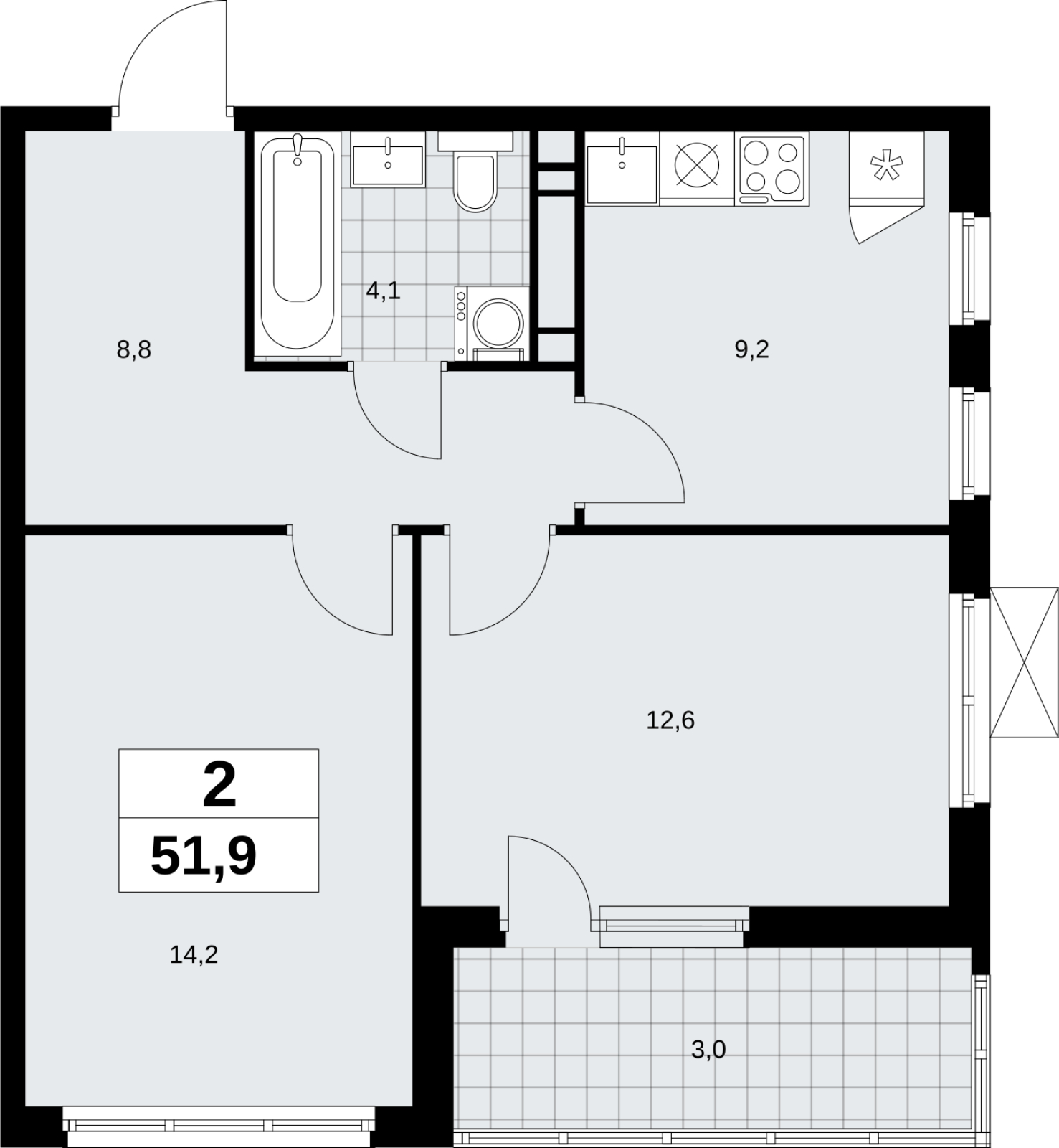 2-комнатная квартира с отделкой в ЖК Флотилия на 1 этаже в 1 секции. Дом сдан.
