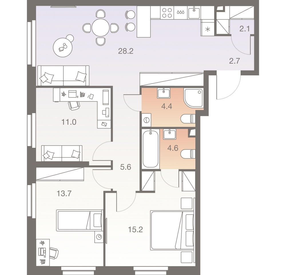 1-комнатная квартира (Студия) в ЖК Беринг на 11 этаже в 3 секции. Сдача в 4 кв. 2025 г.
