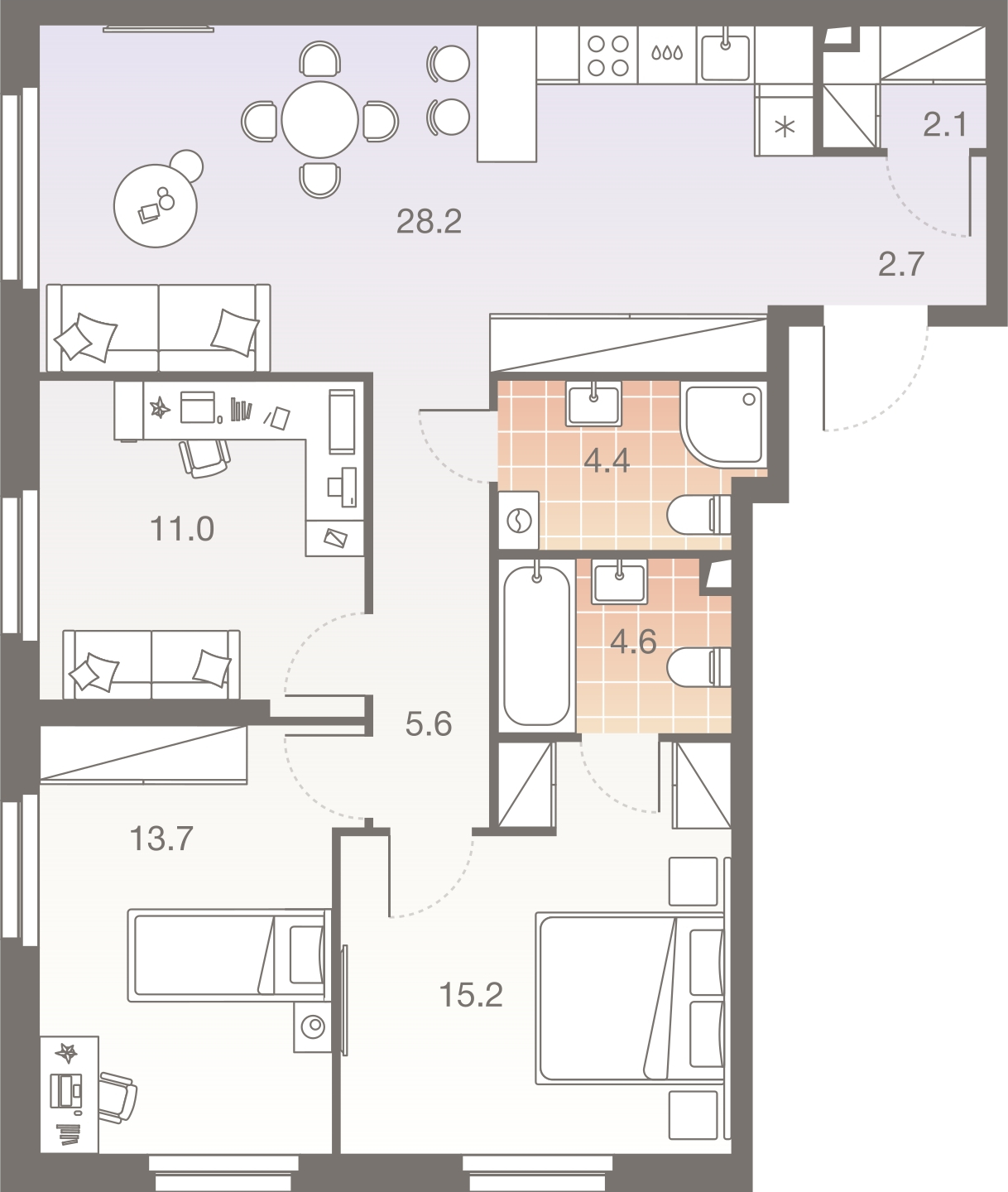 1-комнатная квартира (Студия) с отделкой в ЖК Квартал Лаголово на 4 этаже в 8 секции. Сдача в 4 кв. 2025 г.
