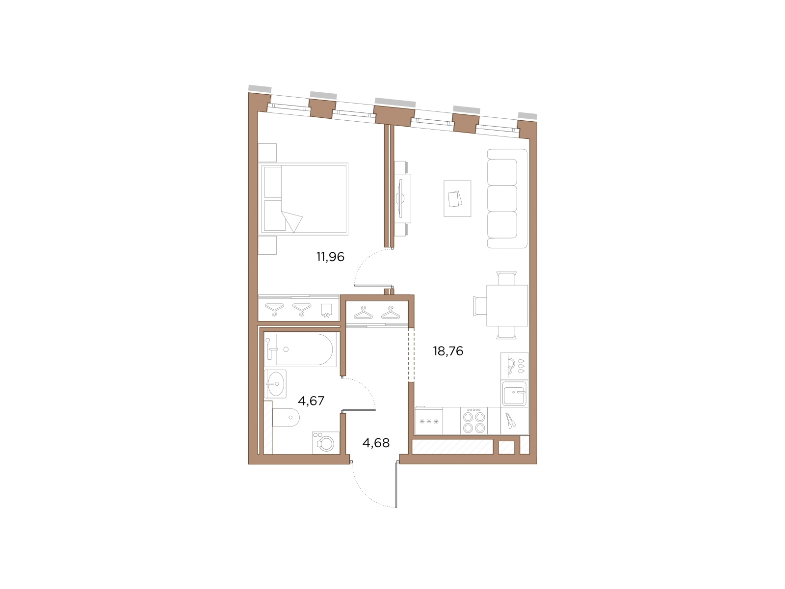1-комнатная квартира с отделкой в ЖК Квартал Лаголово на 1 этаже в 8 секции. Сдача в 4 кв. 2025 г.
