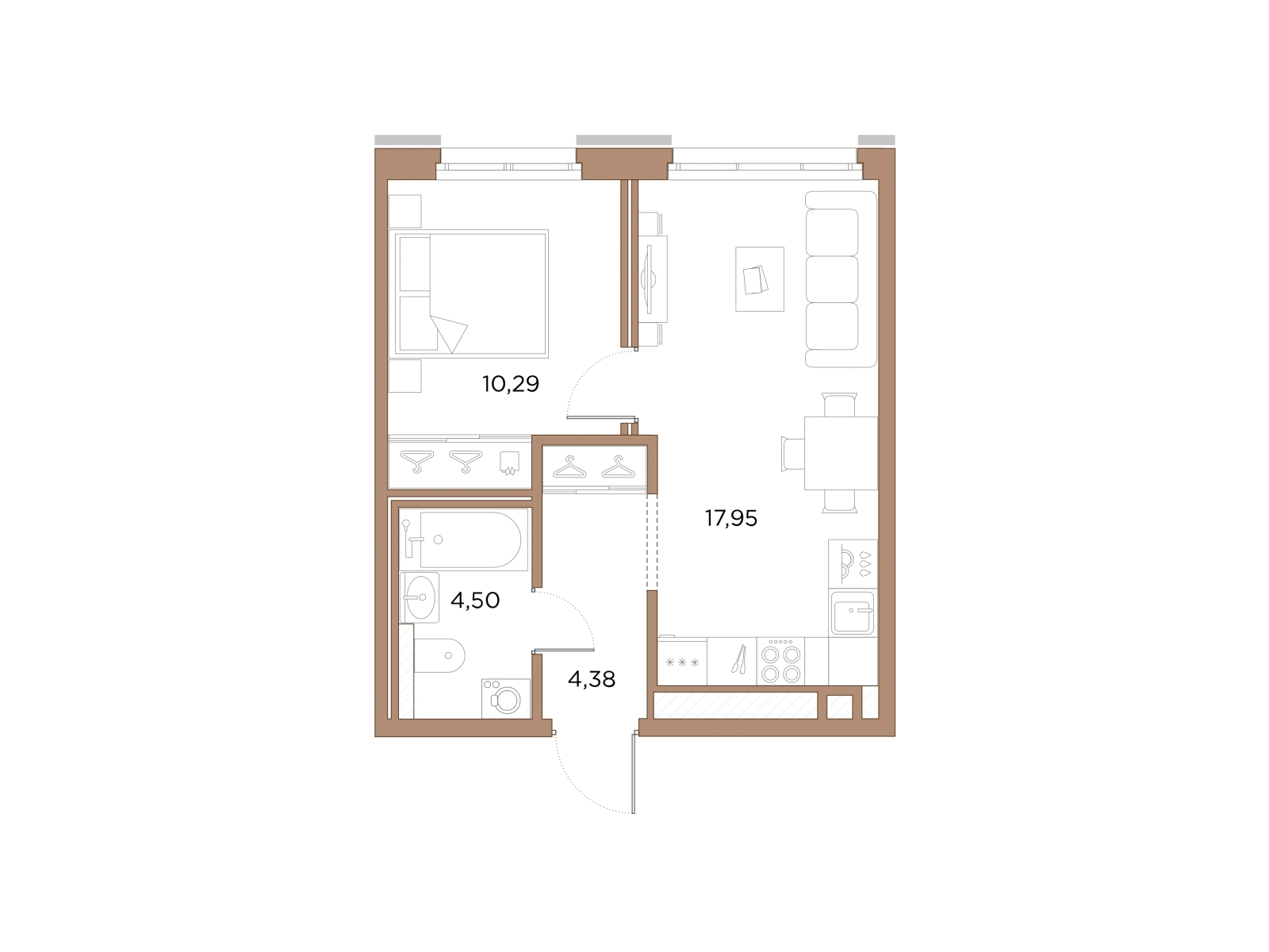 1-комнатная квартира с отделкой в ЖК Квартал Лаголово на 4 этаже в 1 секции. Сдача в 4 кв. 2025 г.