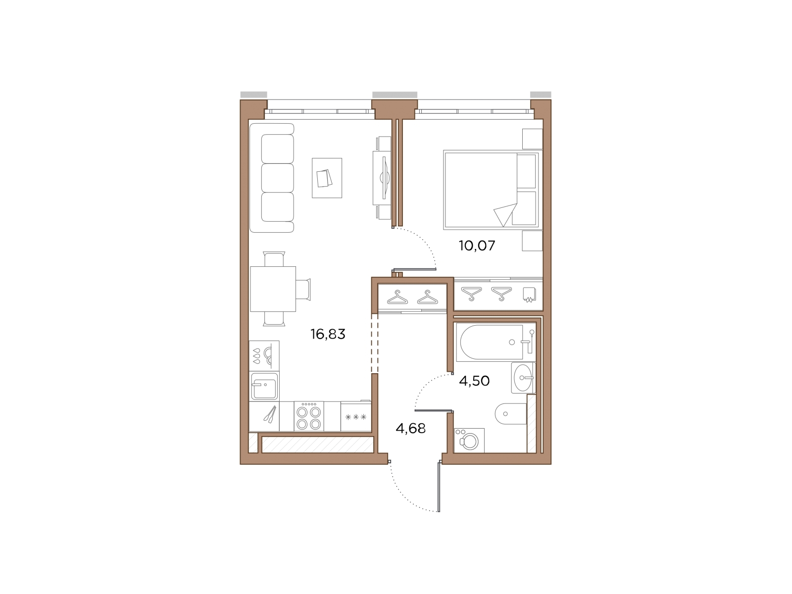1-комнатная квартира (Студия) с отделкой в ЖК Квартал Лаголово на 1 этаже в 7 секции. Сдача в 4 кв. 2025 г.