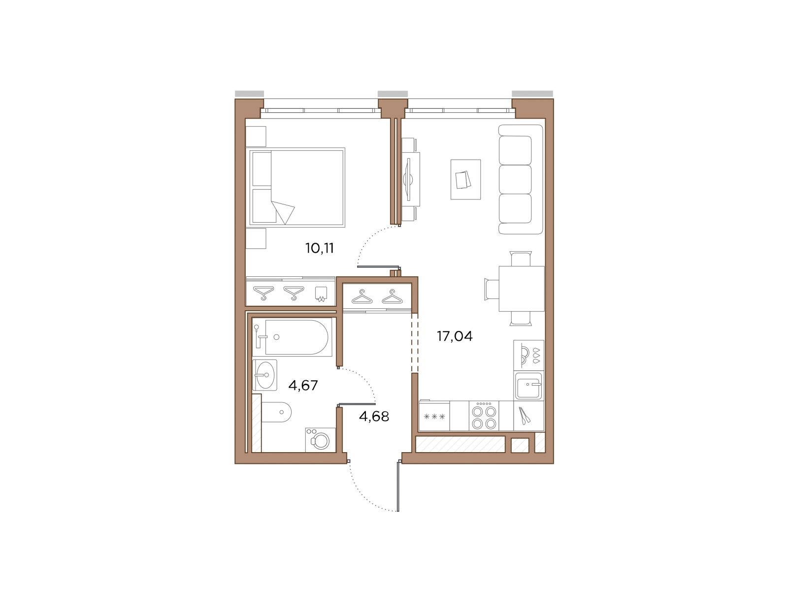 1-комнатная квартира с отделкой в ЖК Янинский лес на 11 этаже в 2 секции. Сдача в 1 кв. 2026 г.