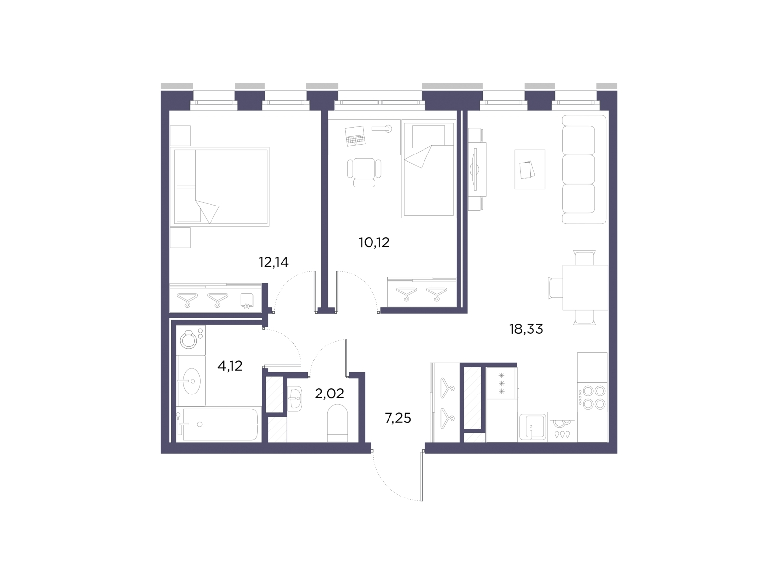 1-комнатная квартира с отделкой в ЖК Квартал Лаголово на 2 этаже в 1 секции. Сдача в 4 кв. 2025 г.