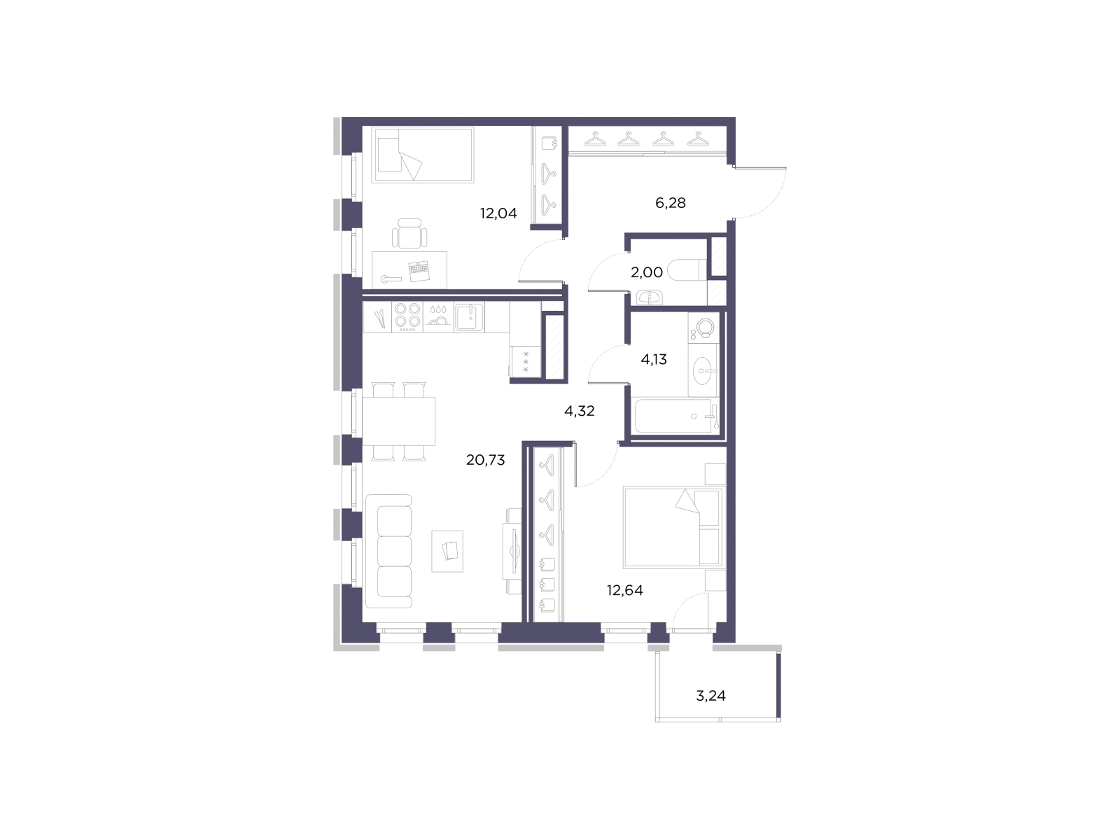 1-комнатная квартира (Студия) с отделкой в ЖК Квартал Лаголово на 2 этаже в 6 секции. Сдача в 3 кв. 2025 г.