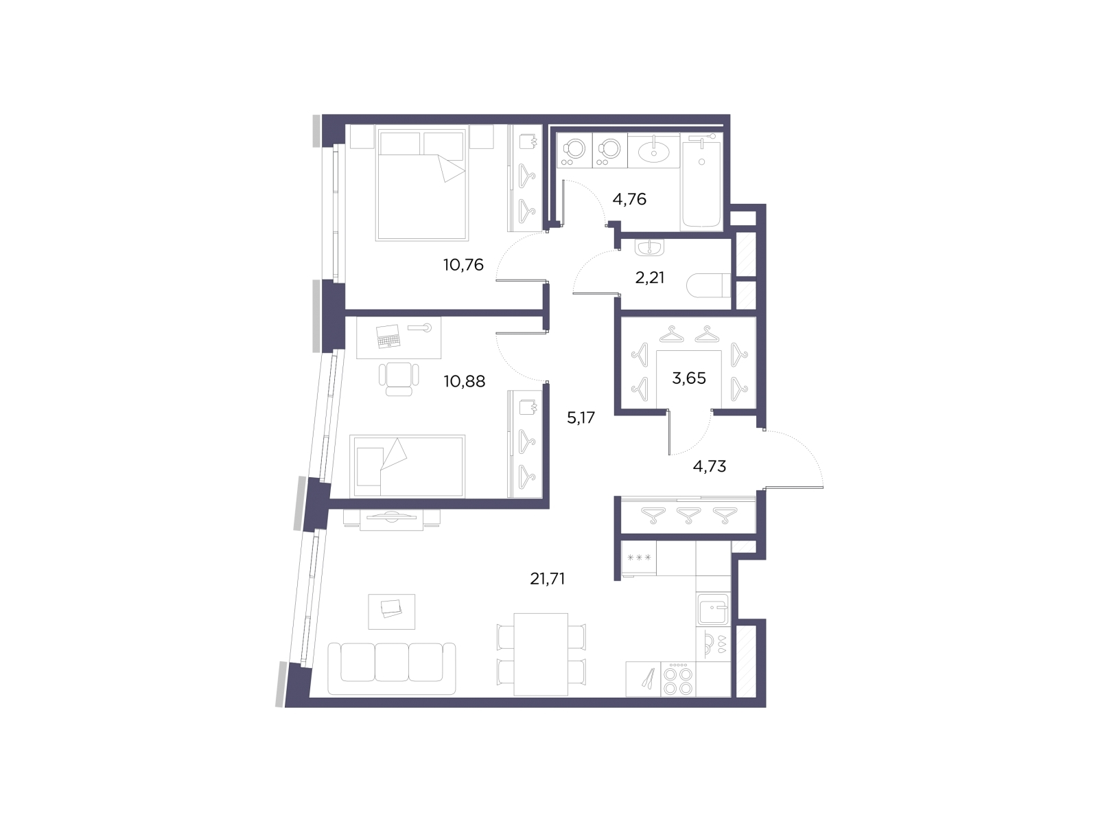 1-комнатная квартира с отделкой в ЖК Квартал Лаголово на 6 этаже в 8 секции. Сдача в 4 кв. 2025 г.