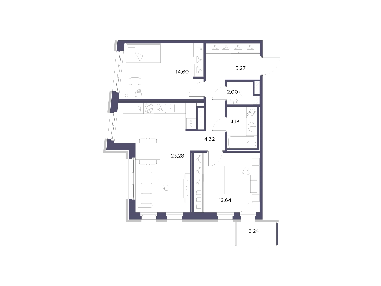1-комнатная квартира с отделкой в ЖК Квартал Лаголово на 6 этаже в 6 секции. Сдача в 3 кв. 2025 г.