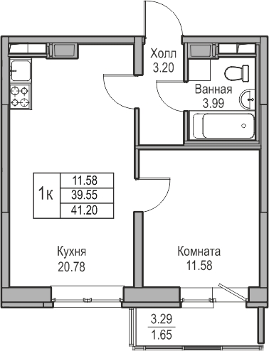1-комнатная квартира с отделкой в ЖК Квартал Лаголово на 9 этаже в 7 секции. Сдача в 3 кв. 2025 г.