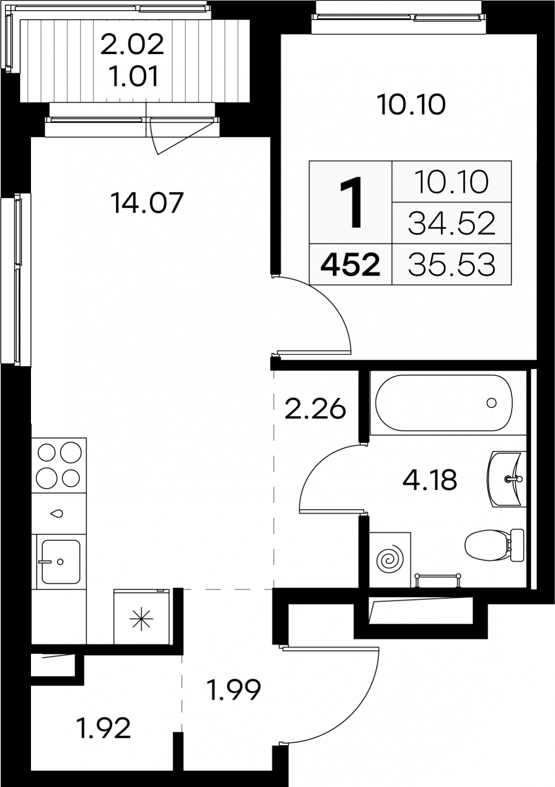 2-комнатная квартира с отделкой в ЖК Квартал Лаголово на 4 этаже в 3 секции. Сдача в 3 кв. 2025 г.