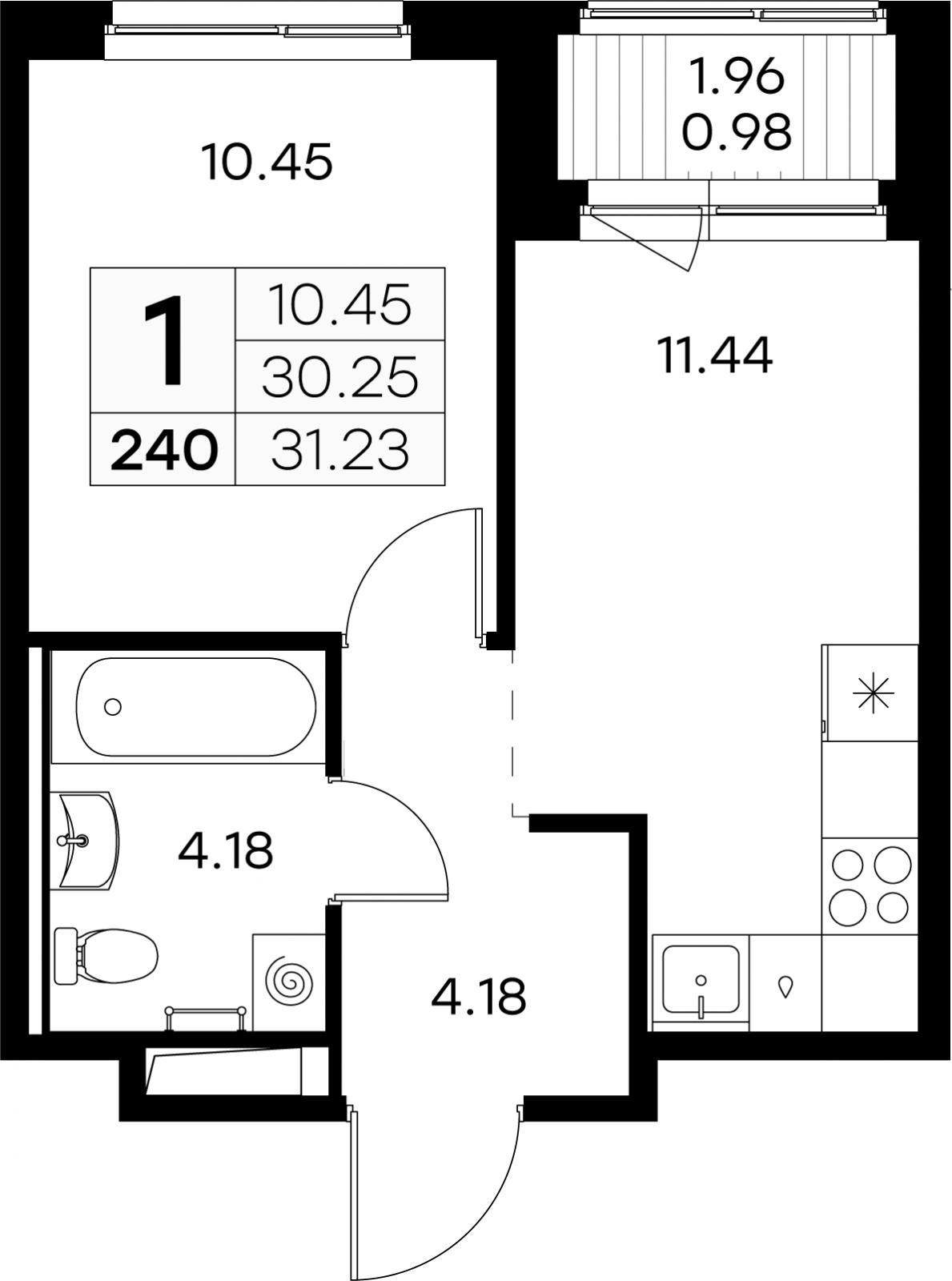 1-комнатная квартира (Студия) с отделкой в ЖК LeePrime Residences на 5 этаже в 1 секции. Дом сдан.