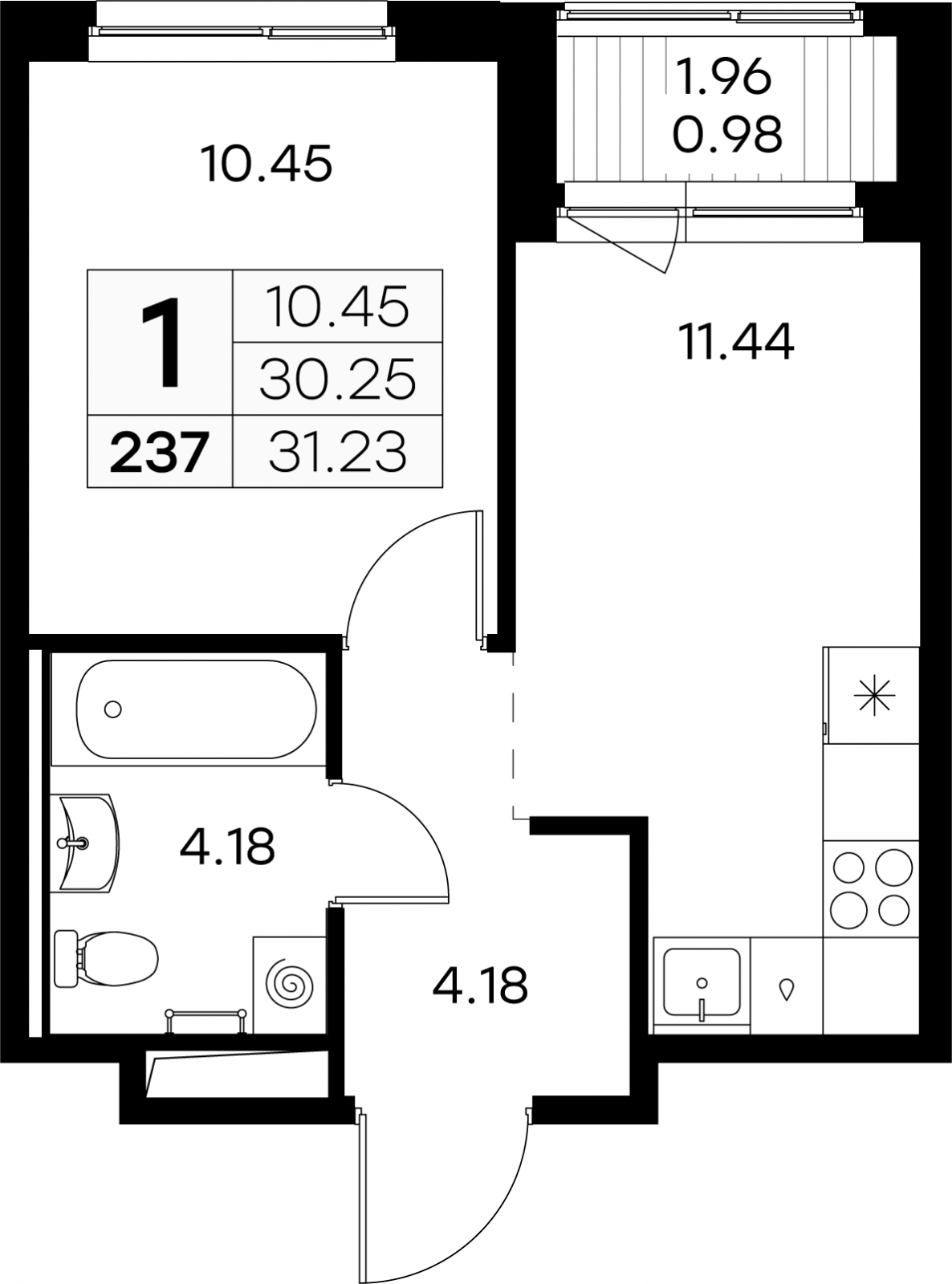 1-комнатная квартира с отделкой в ЖК Квартал Лаголово на 4 этаже в 6 секции. Сдача в 3 кв. 2025 г.