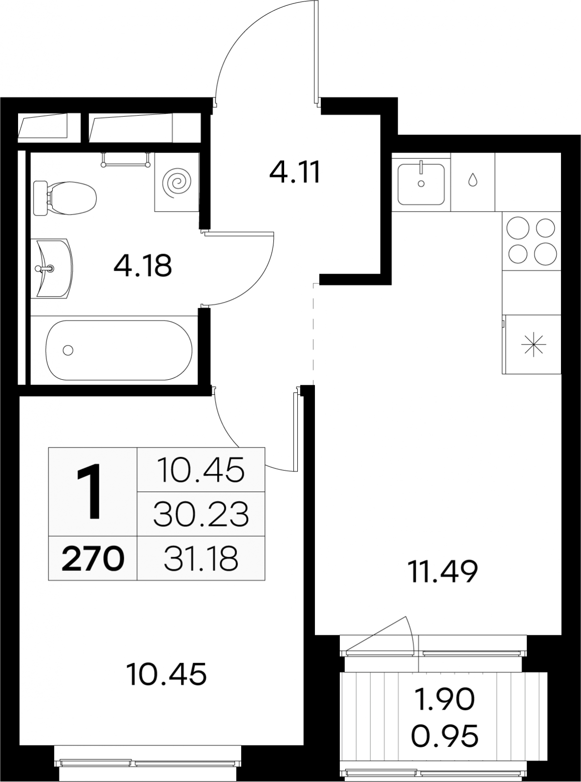 1-комнатная квартира с отделкой в ЖК Квартал Лаголово на 4 этаже в 5 секции. Сдача в 4 кв. 2025 г.
