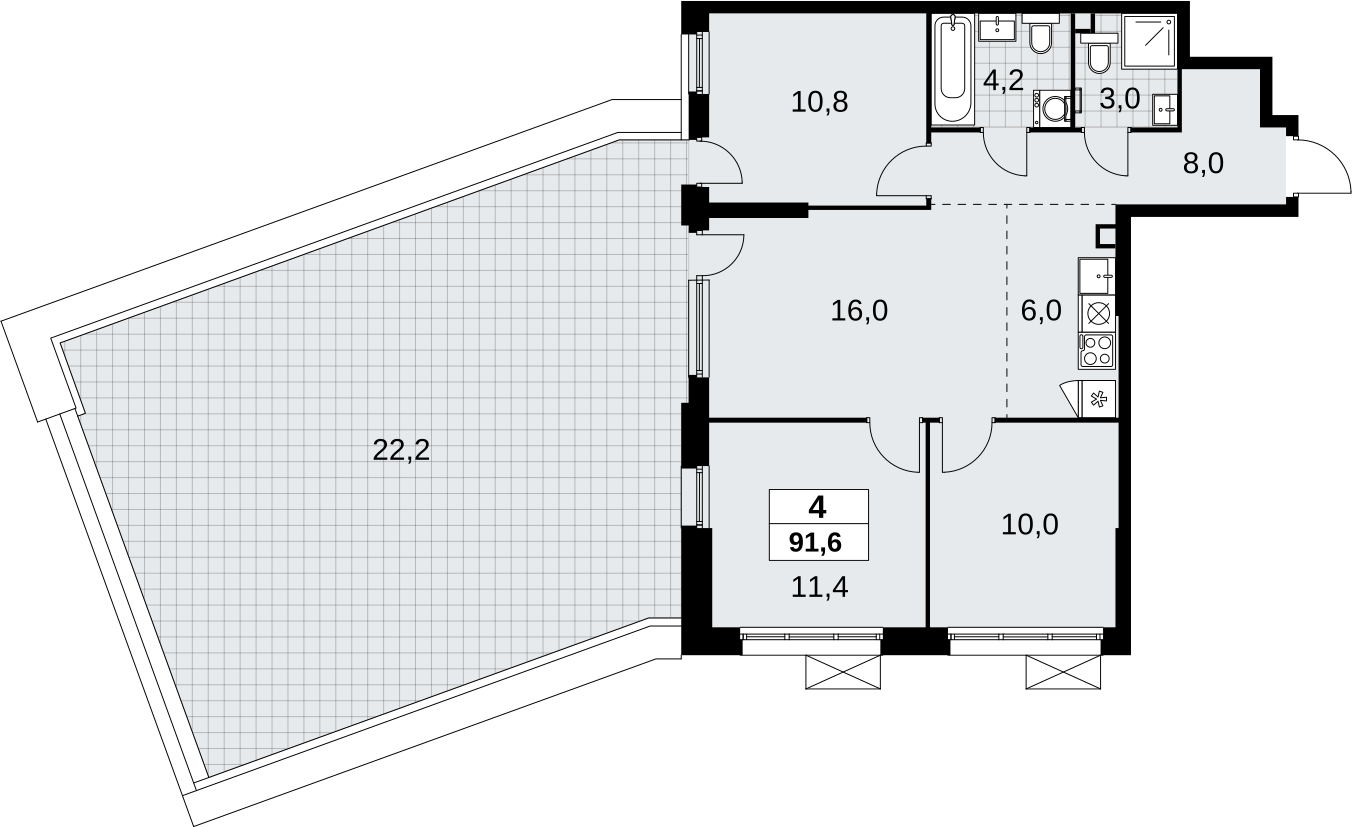 3-комнатная квартира с отделкой в ЖК Флотилия на 2 этаже в 1 секции. Дом сдан.