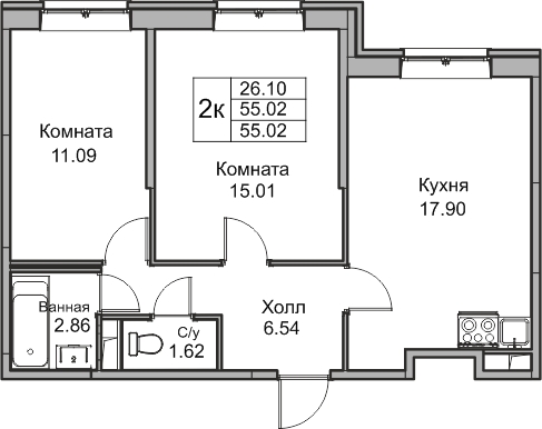 1-комнатная квартира (Студия) с отделкой в ЖК Portland на 10 этаже в 1 секции. Сдача в 4 кв. 2025 г.