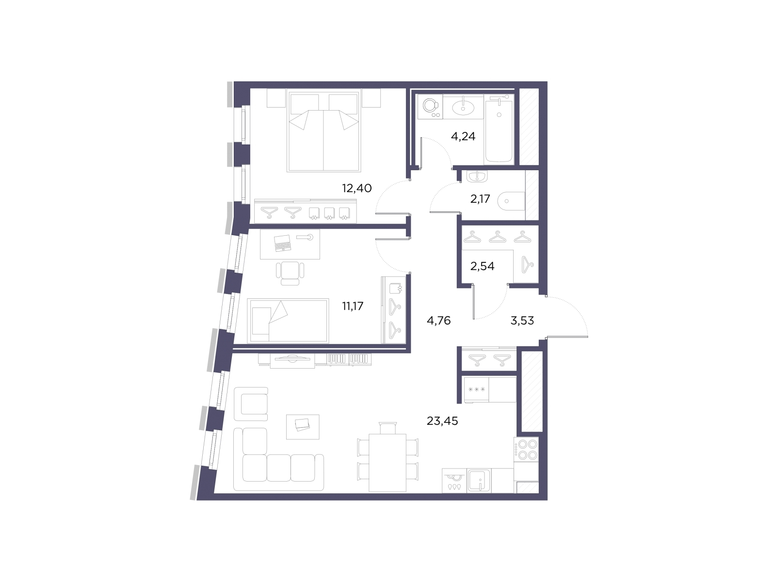 1-комнатная квартира в ЖК Беринг на 13 этаже в 2 секции. Сдача в 4 кв. 2025 г.