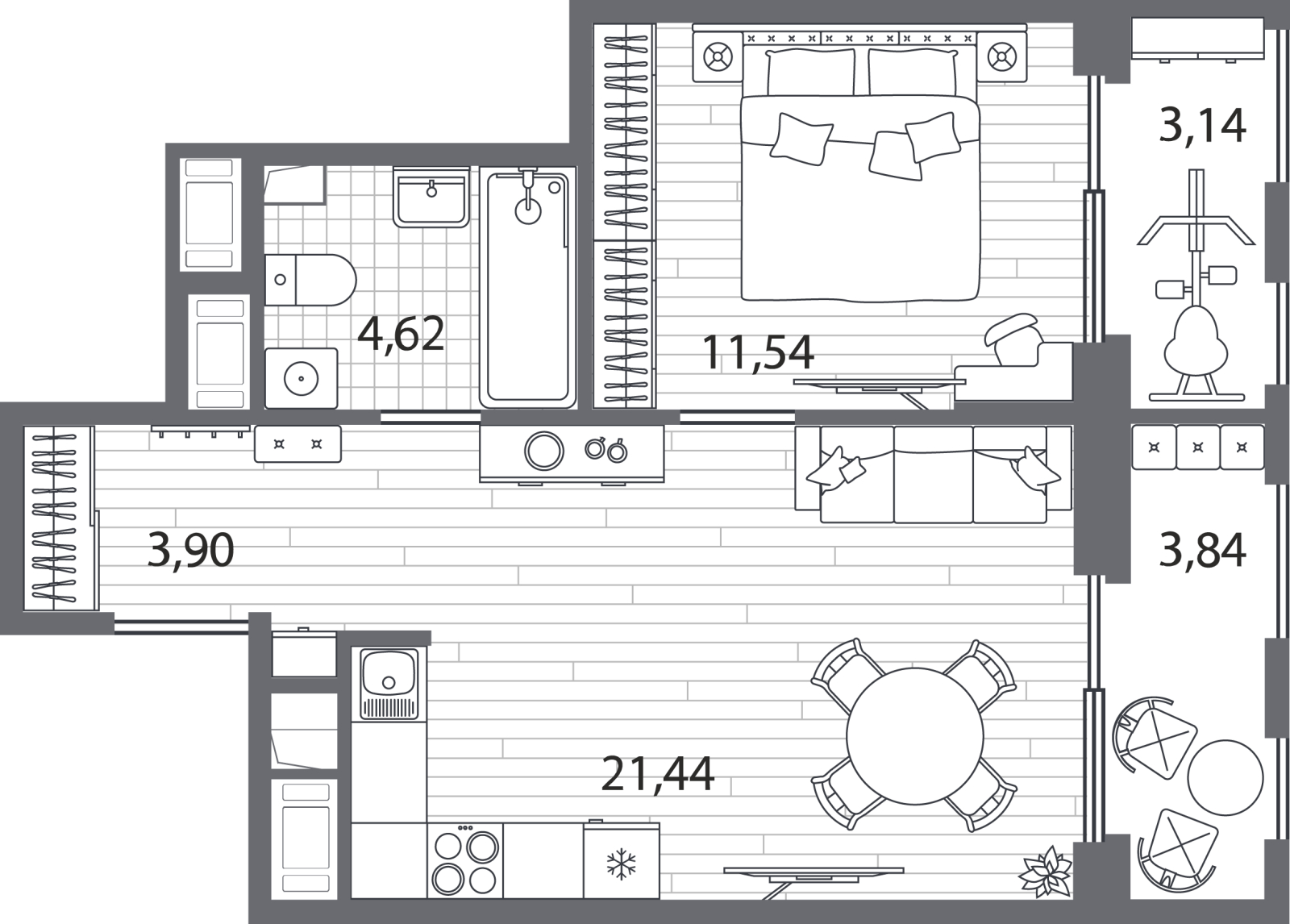 2-комнатная квартира с отделкой в ЖК Квартал Лаголово на 10 этаже в 8 секции. Сдача в 4 кв. 2025 г.