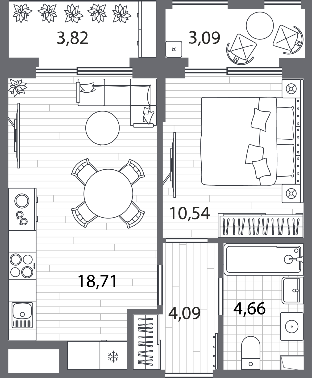 1-комнатная квартира (Студия) с отделкой в ЖК Portland на 18 этаже в 1 секции. Сдача в 4 кв. 2025 г.