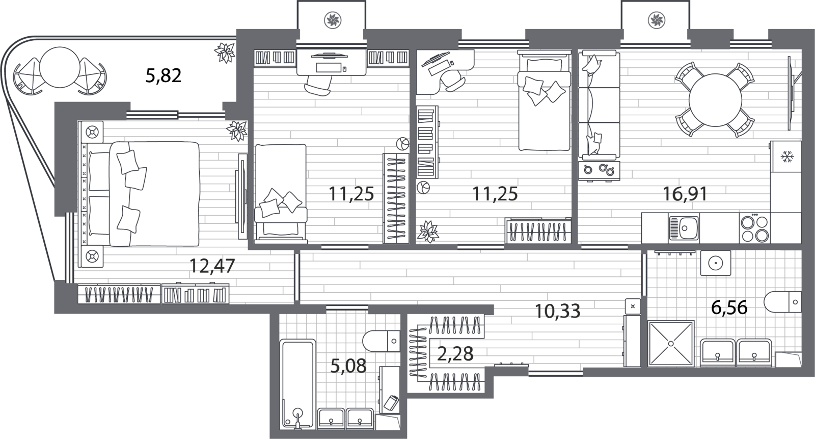 1-комнатная квартира (Студия) с отделкой в ЖК Portland на 11 этаже в 1 секции. Сдача в 4 кв. 2025 г.