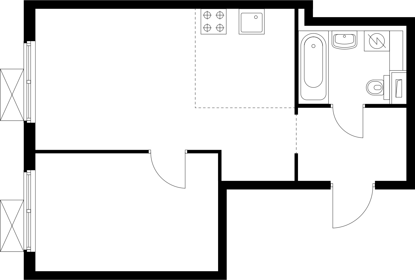 2-комнатная квартира в ЖК Беринг на 2 этаже в 1 секции. Сдача в 4 кв. 2025 г.