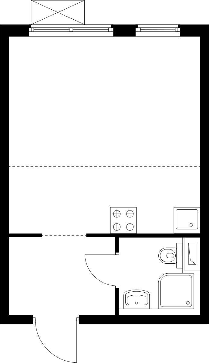 1-комнатная квартира (Студия) в ЖК Беринг на 9 этаже в 2 секции. Сдача в 4 кв. 2025 г.