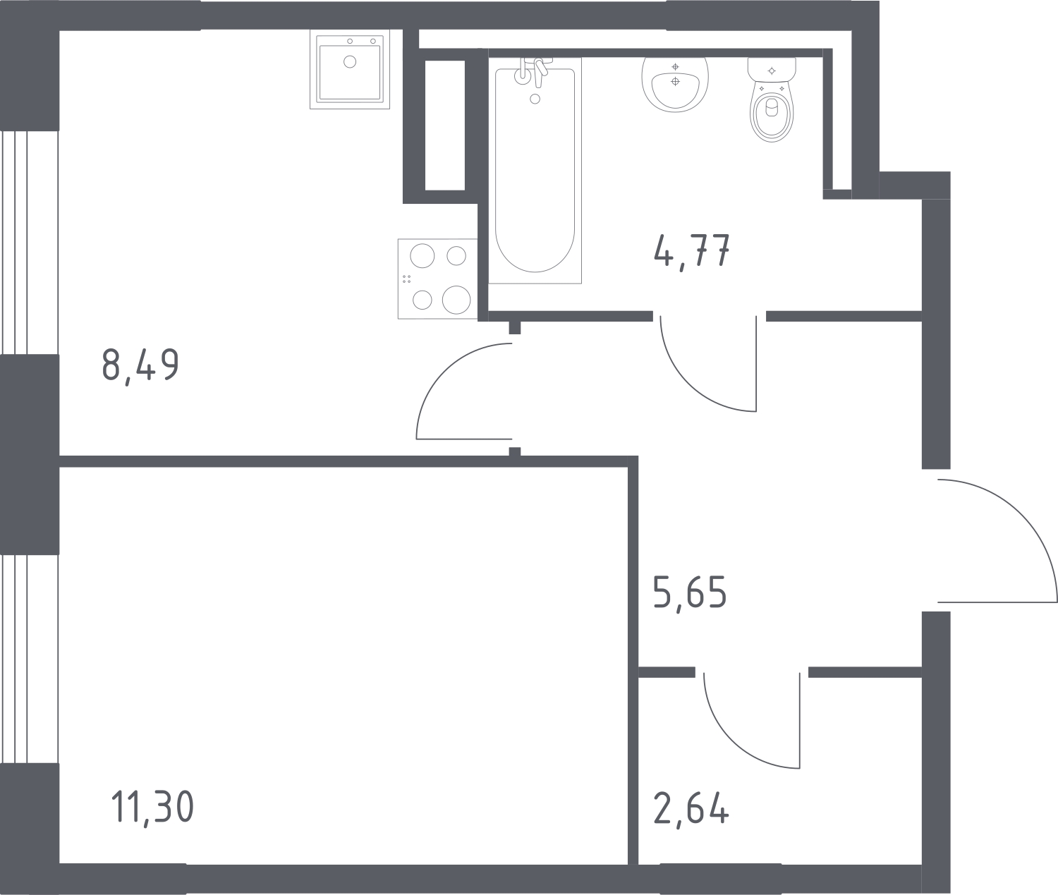 1-комнатная квартира (Студия) в ЖК Беринг на 14 этаже в 5 секции. Сдача в 4 кв. 2025 г.