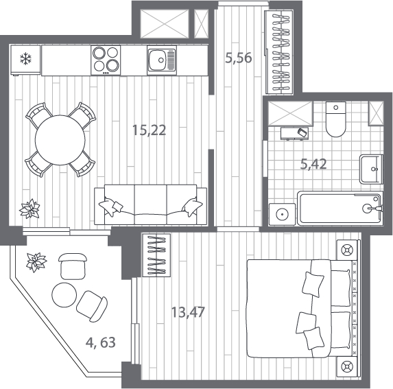 3-комнатная квартира с отделкой в ЖК Квартал Лаголово на 2 этаже в 7 секции. Сдача в 4 кв. 2025 г.