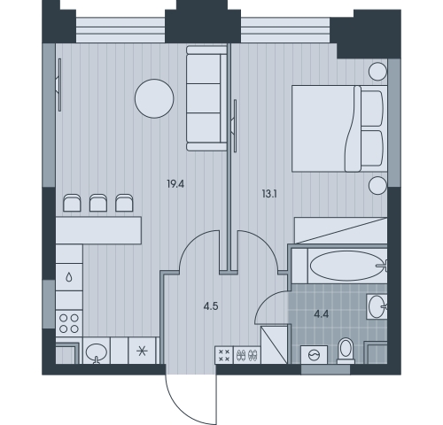 1-комнатная квартира (Студия) с отделкой в ЖК EVER на 28 этаже в 1 секции. Дом сдан.
